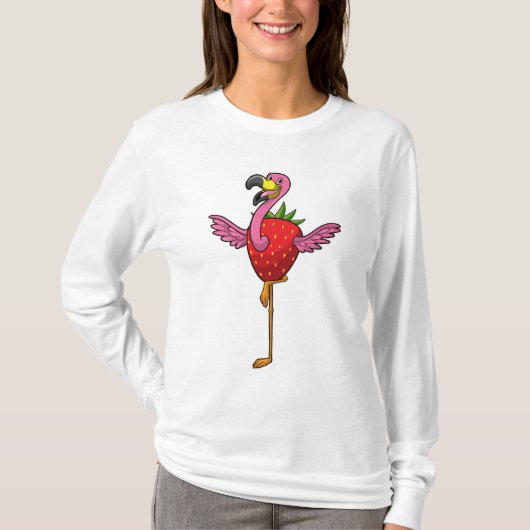 Flamingo mit Strawberry T-Shirt (Vorderseite)