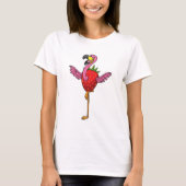 Flamingo mit Strawberry T-Shirt (Vorderseite)