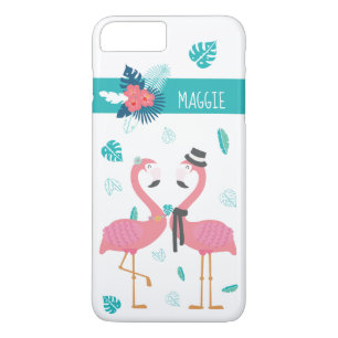 Flamingo mit tropischen Blume und Blätter Case-Mate iPhone Hülle