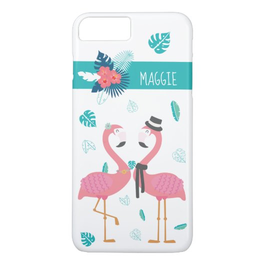 Flamingo mit tropischen Blume und Blätter Case-Mate iPhone Hülle (Rückseite)