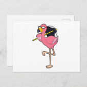 Flamingo mit Umbrella Postkarte (Vorne/Hinten)