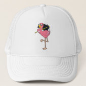 Flamingo mit Umbrella Truckerkappe (Vorderseite)