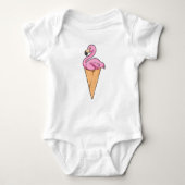 Flamingo mit Waffel aus Eiscreme Baby Strampler (Vorderseite)