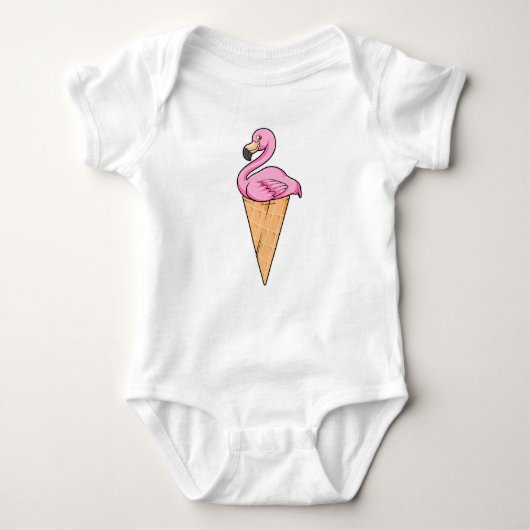 Flamingo mit Waffel aus Eiscreme Baby Strampler (Vorderseite)