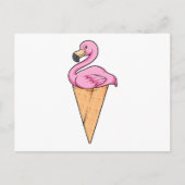 Flamingo mit Waffel aus Eiscreme Postkarte (Vorderseite)
