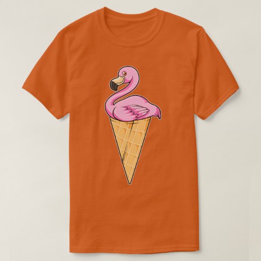 Flamingo mit Waffel aus Eiscreme T-Shirt (Design vorne)