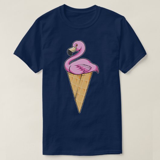 Flamingo mit Waffel aus Eiscreme T-Shirt (Design vorne)