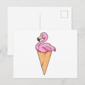 Flamingo mit Waffel Eiscreme Postkarte (Vorne/Hinten)