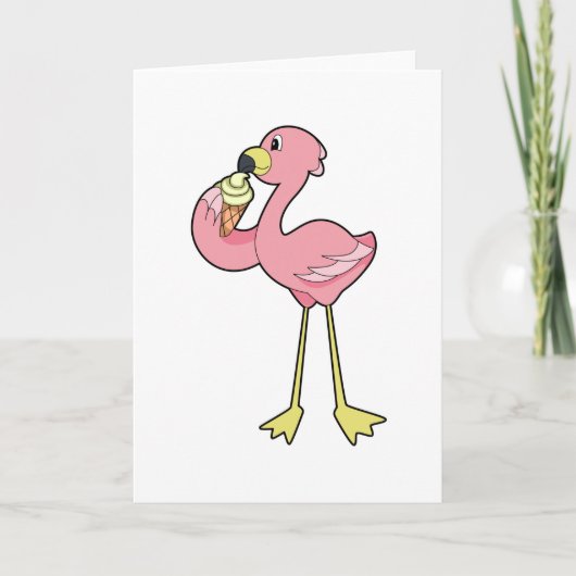 Flamingo mit Waffeleis Karte (Vorderseite)