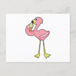 Flamingo mit Waffeleis Postkarte