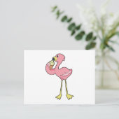 Flamingo mit Waffeleis Postkarte (Stehend Vorderseite)