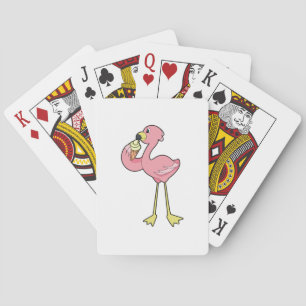 Flamingo mit Waffeleis Spielkarten
