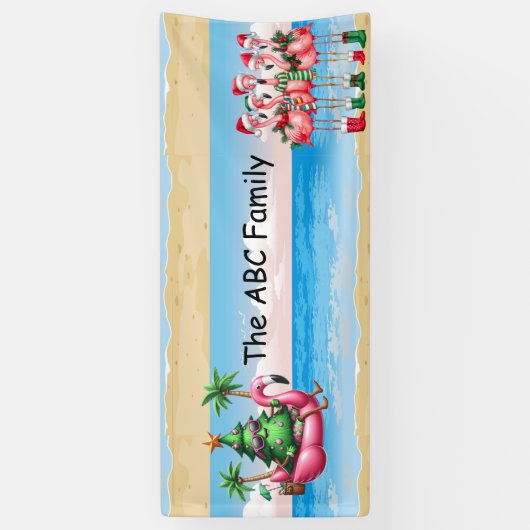 Flamingo mit Weihnachtsbaum für Weihnachten im Jul Banner (Vertikal)