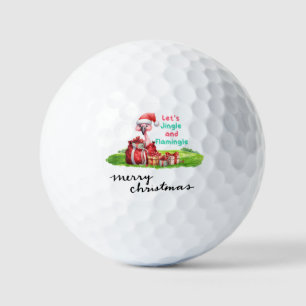 Flamingo mit Weihnachtsmannmütze Golfball