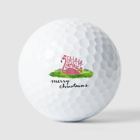 Flamingo mit Weihnachtsmannmütze Golfball (Vorderseite)