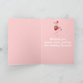 Flamingo mit Weihnachtsmannmütze und Wreath Feiertagskarte (Innenseite)