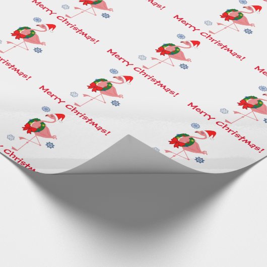 Flamingo mit Weihnachtsmannmütze-und Wreath-frohen Geschenkpapier (Ecke)
