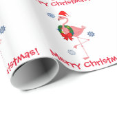 Flamingo mit Weihnachtsmannmütze-und Wreath-frohen Geschenkpapier (Rolleneckpunkt)
