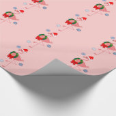 Flamingo mit Weihnachtsmannmütze und Wreath Geschenkpapier (Ecke)
