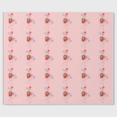 Flamingo mit Weihnachtsmannmütze und Wreath Geschenkpapier (Flach)