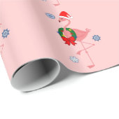 Flamingo mit Weihnachtsmannmütze und Wreath Geschenkpapier (Rolleneckpunkt)
