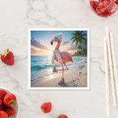Flamingo mit Winterstiefeln und Schal Serviette (Beispiel)