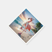 Flamingo mit Winterstiefeln und Schal Serviette (Ecke)