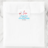 Flamingo Moderne Weihnachtskleber Quadratischer Aufkleber (Tasche)