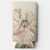 Flamingo Monogram Personalisiert Selters Dosenkühler (Rückseite)