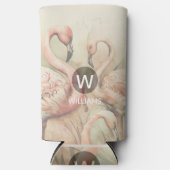Flamingo Monogram Personalisiert Selters Dosenkühler (Vorderseite)