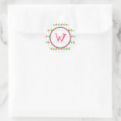 Flamingo Monogram Sticker - Rosa und grünes Muster (Tasche)