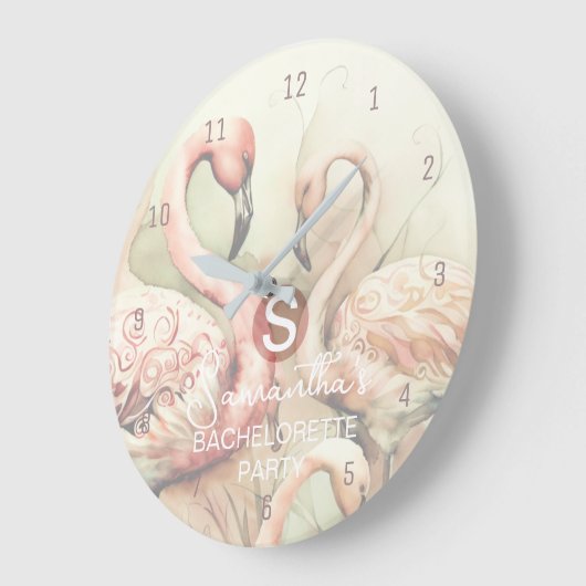 Flamingo Monogram Template Wall Clock Große Wanduhr (Winkel)