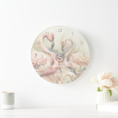Flamingo Monogram Template Wall Clock Große Wanduhr (Zuhause)