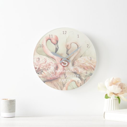 Flamingo Monogram Template Wall Clock Große Wanduhr (Zuhause)