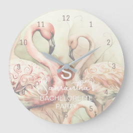 Flamingo Monogram Template Wall Clock Große Wanduhr