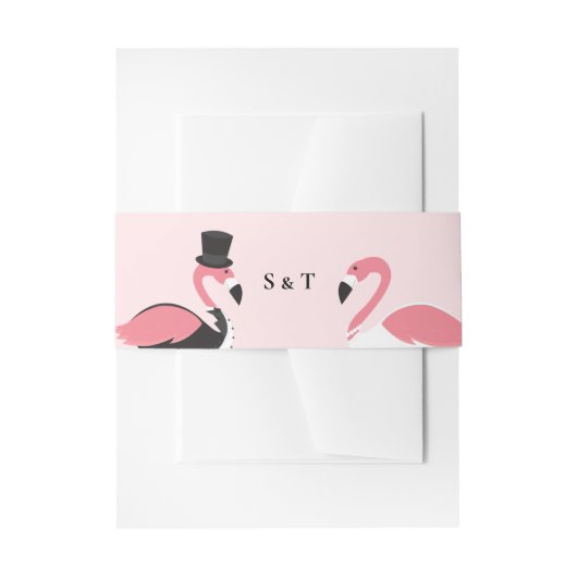 Flamingo Monogram Wedding Einladungsbanderole (Vorderseite Beispiel)
