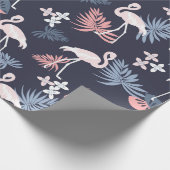 Flamingo, Monstera Navy, rosa, staubig blau Geschenkpapier (Ecke)