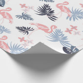 Flamingo, Monstera Navy rot rosa staubige blaue Wa Geschenkpapier (Ecke)