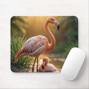 Flamingo Mother und Chick Mousepad