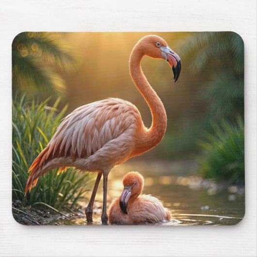 Flamingo Mother und Chick Mousepad (Vorne)