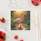 Flamingo Mother und Chick Serviette (Beispiel)