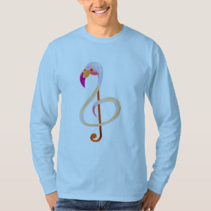 Flamingo-Musiknote-langer Hülsen-T - Shirt