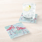 Flamingo-Muster 2 Glasuntersetzer (Schrägansicht)