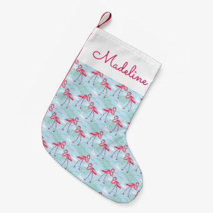 Flamingo-Muster addieren Ihren Namen Kleiner Weihnachtsstrumpf