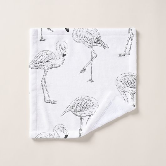 Flamingo-Muster Badhandtuch Set (Waschlappen)