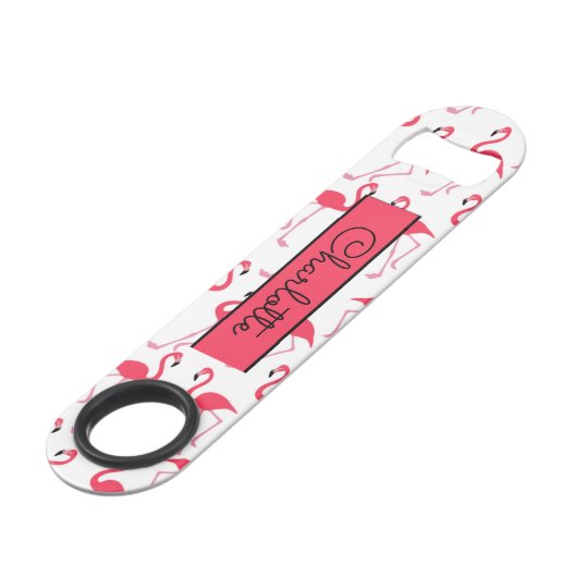 Flamingo Muster, Custom Speed Flaschenöffner (Rückseite Schrägansicht)