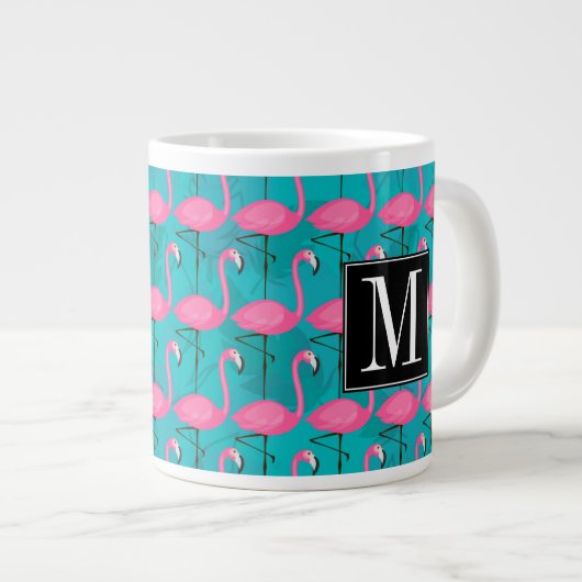 Flamingo-Muster| Erste Schritte Jumbo-Tasse (Vorderseite Rechts)