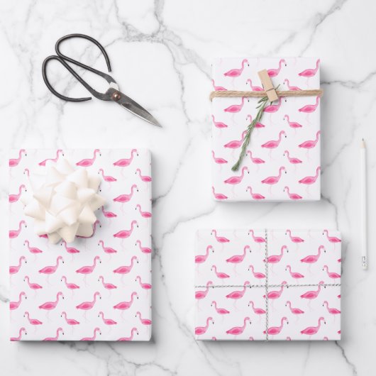 Flamingo-Muster Geschenkpapier Set (Vorderseite)