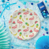 Flamingo-Muster mit Wassermelone und Ananas Pappteller (Party)