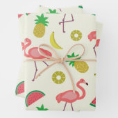 Flamingo Muster mit Watermelon und Ananas Geschenkpapier Set (Beispiel)
